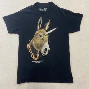 Neff Skater Graphic T Shirt Streetwear Black T Shirt Logo Size Small